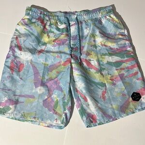 NEFF mens sky blue board shorts small colorful drawstring pockets